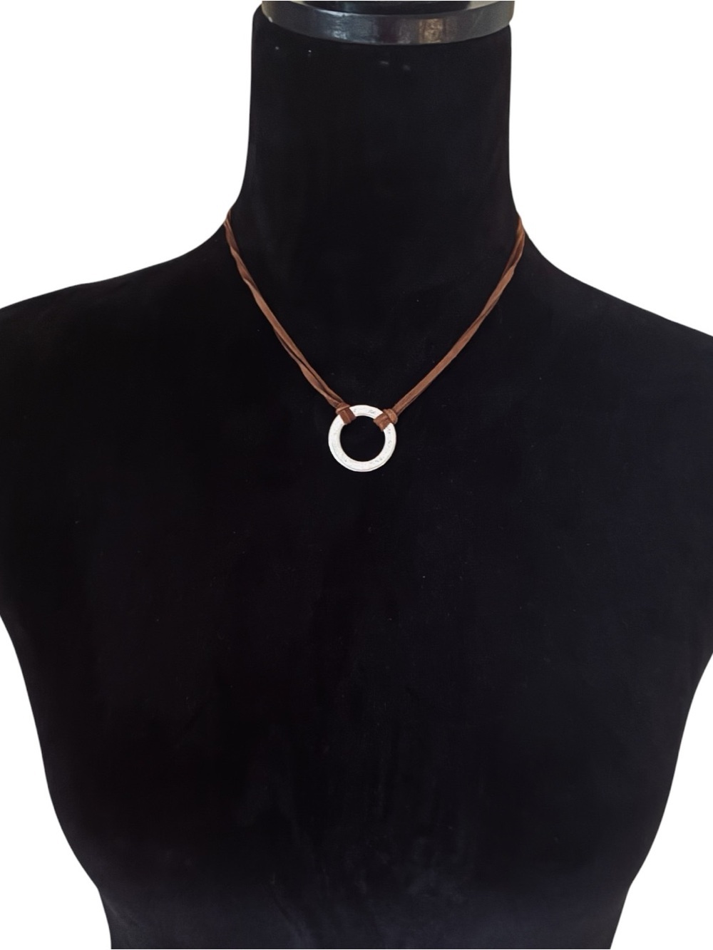 NWT American Eagle Outfitters Brown Suede Silver Multi-Strand Long Necklace Lot - Picture 4 of 5